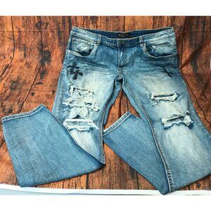 Men's Victorious Denim Jeans with Cross Patch Accents